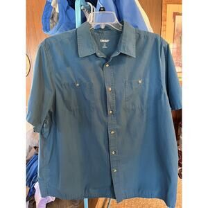 King Size Brand Mens Size 2XL Dark Turquoise Short Sleeve Shirt 2 Pockets